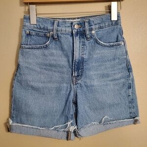 MADEWELL The Perfect Vintage Light Wash Cut Off Jean High-Rise Shorts Women's 25